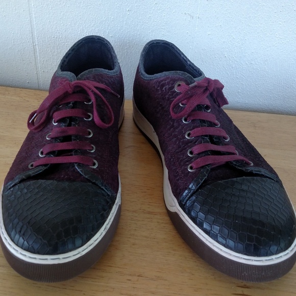 lanvin burgundy sneakers